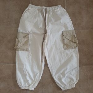 Cream Baggy Cargo Pants